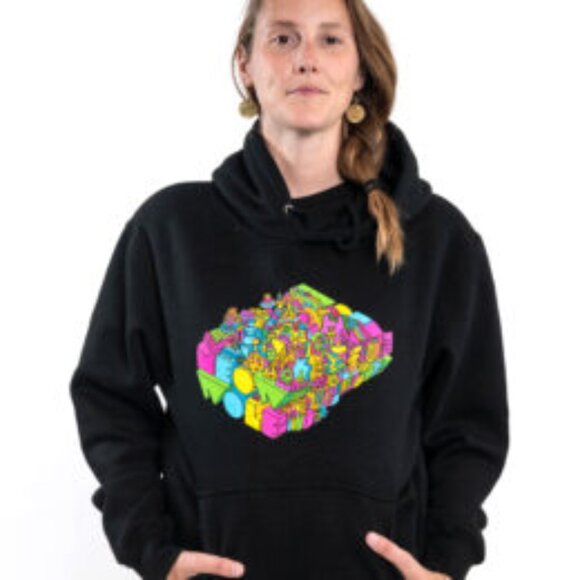 Meow Wolf Area 15 Green / Bright Colors Graphic Hoodie Sweatshirt Pockets XS - Picture 8 of 8